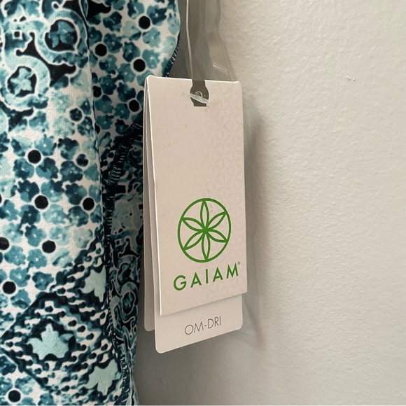 NWT Gaiam Shine Mesh Bra Tank, OM-DRI, Taylor Print, Blue Green & Black, Size M - Picture 4 of 6